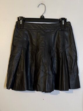 Hollister Black Faux Leather Circle Skirt